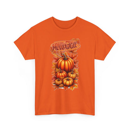 Hello Fall Pumpkin Stack T-Shirt | Autumn Leaves Tee