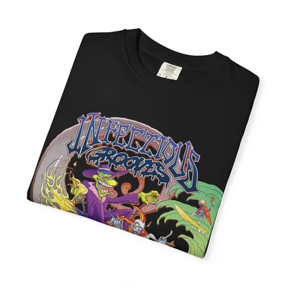 Portada del álbum Take U On A Ride de Infectious Grooves | Gráfico de monopatín retro de banda de funk metal