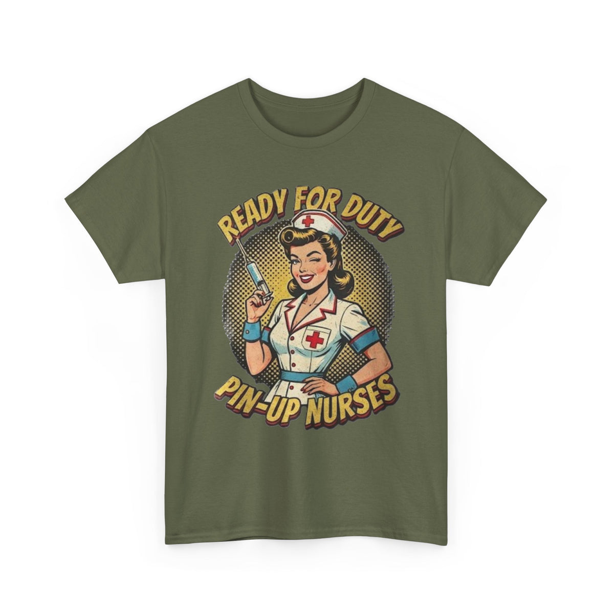 Camiseta de enfermera pin-up «Ready for Duty» | Ilustración retro de enfermera