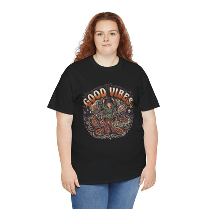 Good Vibes Halloween Tee | Psychedelic Floral Illustration