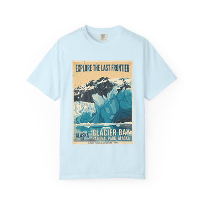 Camiseta con póster del Parque Nacional de la Bahía de los Glaciares | Camiseta de viaje a Alaska