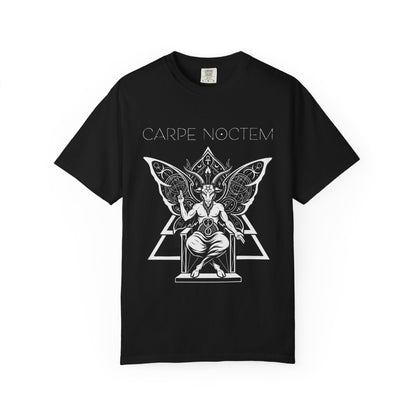 T-shirt Carpe Noctem Baphometh Throne | Illustration gothique occulte
