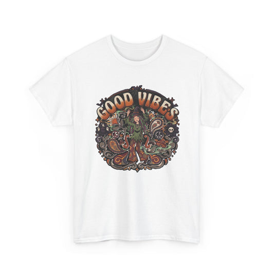 Good Vibes Halloween Tee | Psychedelic Floral Illustration