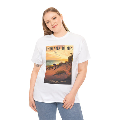 Camiseta de póster vintage del atardecer en el Parque Nacional Indiana Dunes | Camiseta de naturaleza de parques nacionales