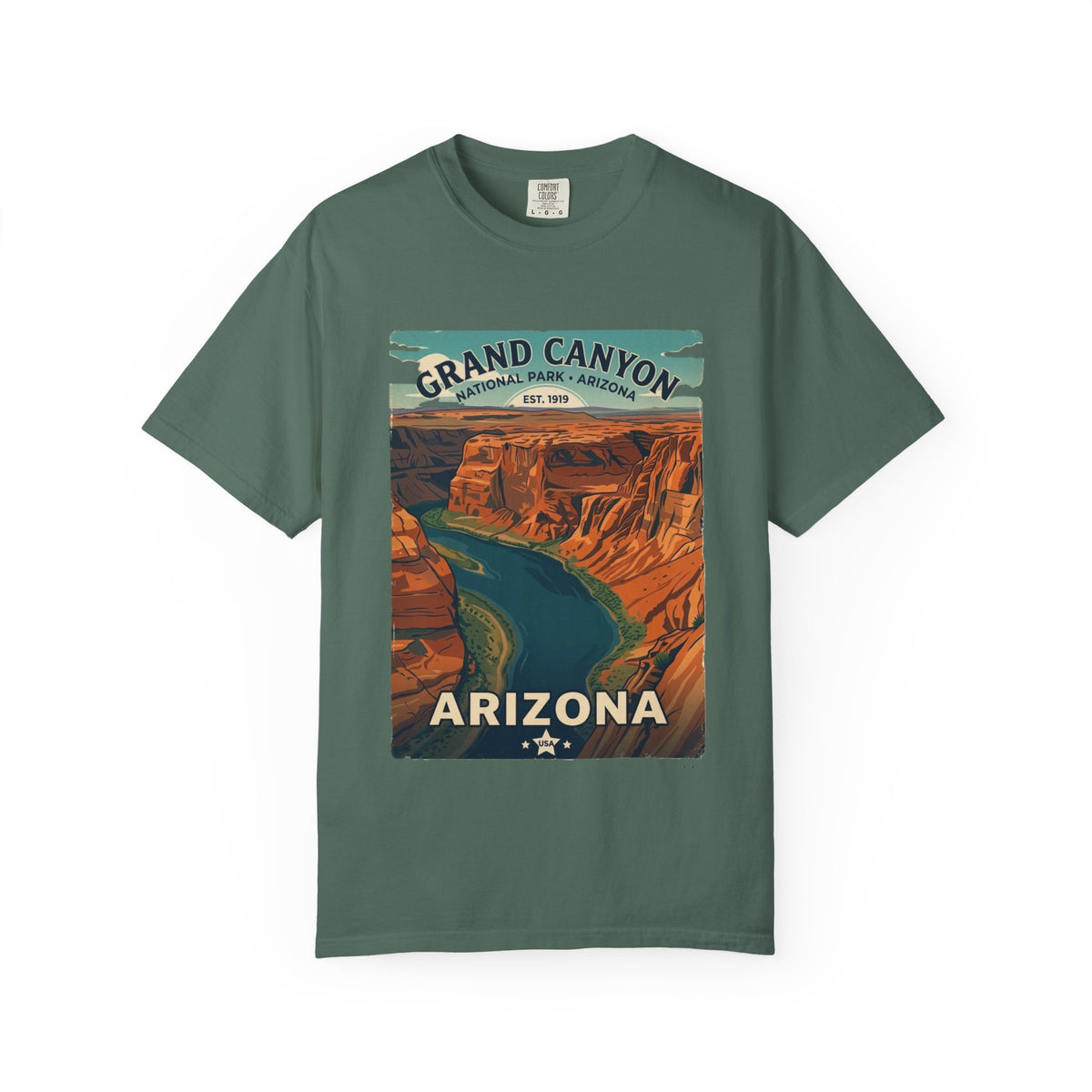 T-shirt style affiche Grand Canyon Arizona | T-shirt canyon et rivière panoramique