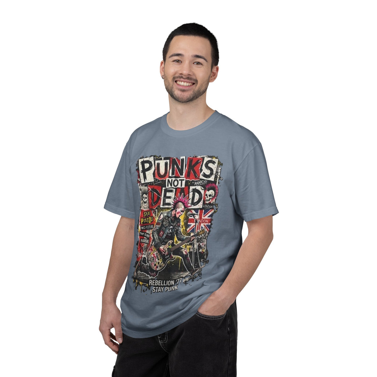 Camiseta gráfica Punks Not Dead | Camiseta de rebelión punk rock
