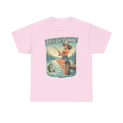 Let's Go Fishing Vintage Angler Graphic T-Shirt