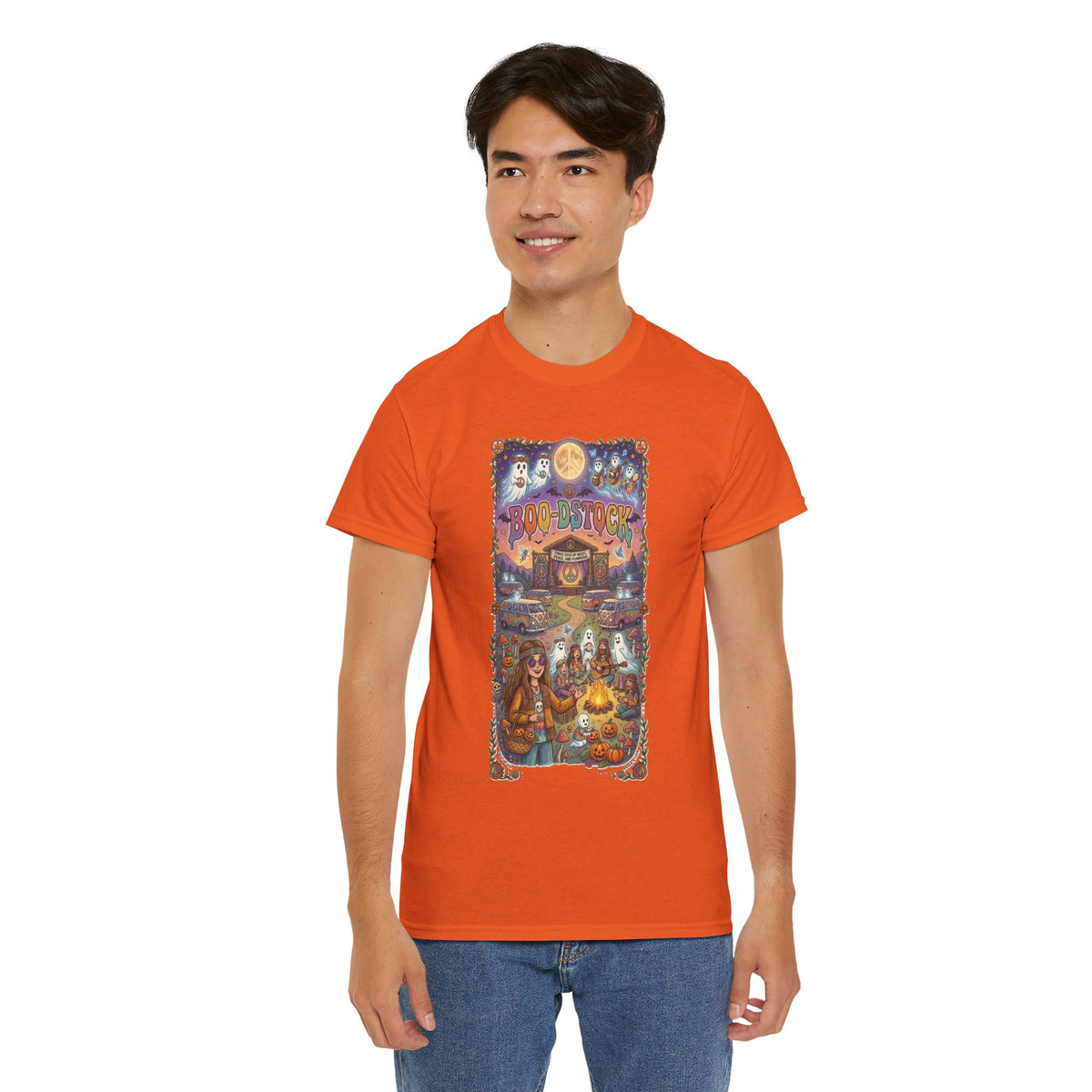 T-shirt d'Halloween hippie Boo-dstock | Tee-shirt d'Halloween effrayant hippie