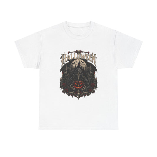 Halloween Pumpkin Skull T-Shirt | Spooky Forest Jack-O'-Lantern Tee