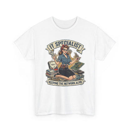 IT Specialist pinup graphic tee | T-Shirt, Keeping the Network Alive design
