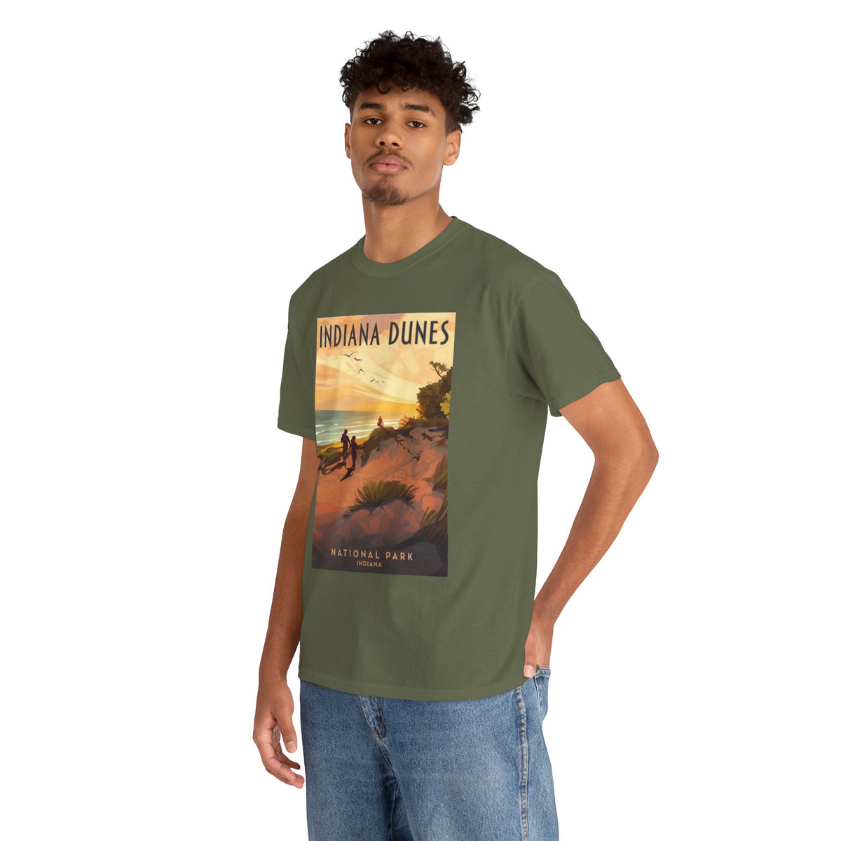 Camiseta de póster vintage del atardecer en el Parque Nacional Indiana Dunes | Camiseta de naturaleza de parques nacionales