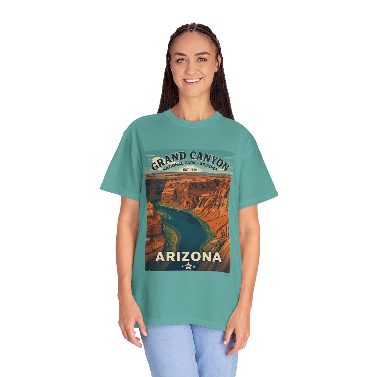 T-shirt style affiche Grand Canyon Arizona | T-shirt canyon et rivière panoramique