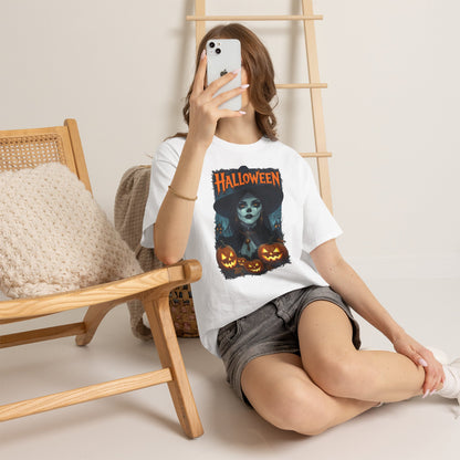 Camiseta de bruja con calabazas de Halloween | Camiseta de arte de calavera de Halloween