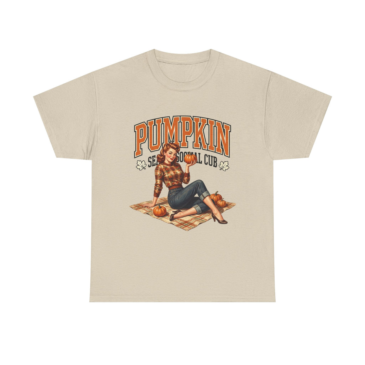 Pumpkin Seasonal Pinup Tee | Fall Pumpkin Patch Retro Graphic