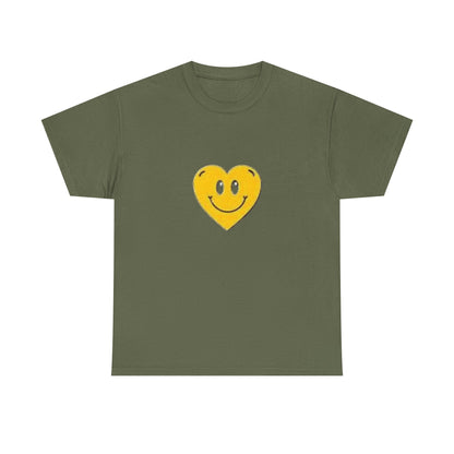 Yellow Smiley Heart Tee | Cute Happy Face Shirt, Retro Emojis