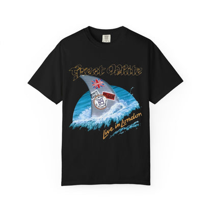 Great White Live in London Shark Surf Wave T-shirt | Live in London 1989 Vintage Tour Tee