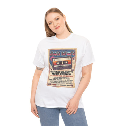Camiseta del festival de música de casetes vintage "Back to 80s" | Póster retro de cinta