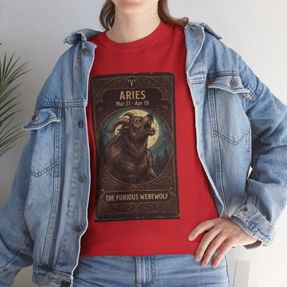 Aries The Furious Werewolf T-Shirt | Halloween Zodiac Ram Astrology Tee