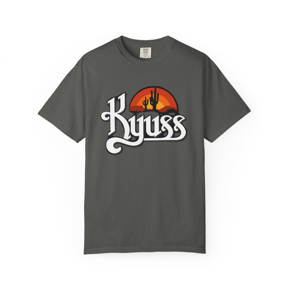 T-shirt Kyuss Desert Sunset Stoner Doom Desert Rock | Logo de groupe américain de Stoner Doom, silhouette de cactus