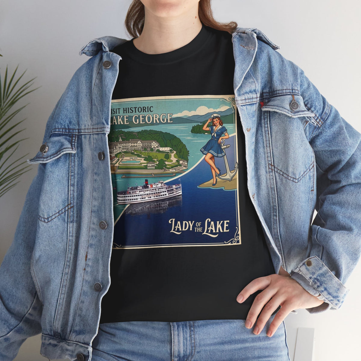 Lake George Upstate NY National / Lady of the Lake vintage poster T-Shirt | Lake George pin up