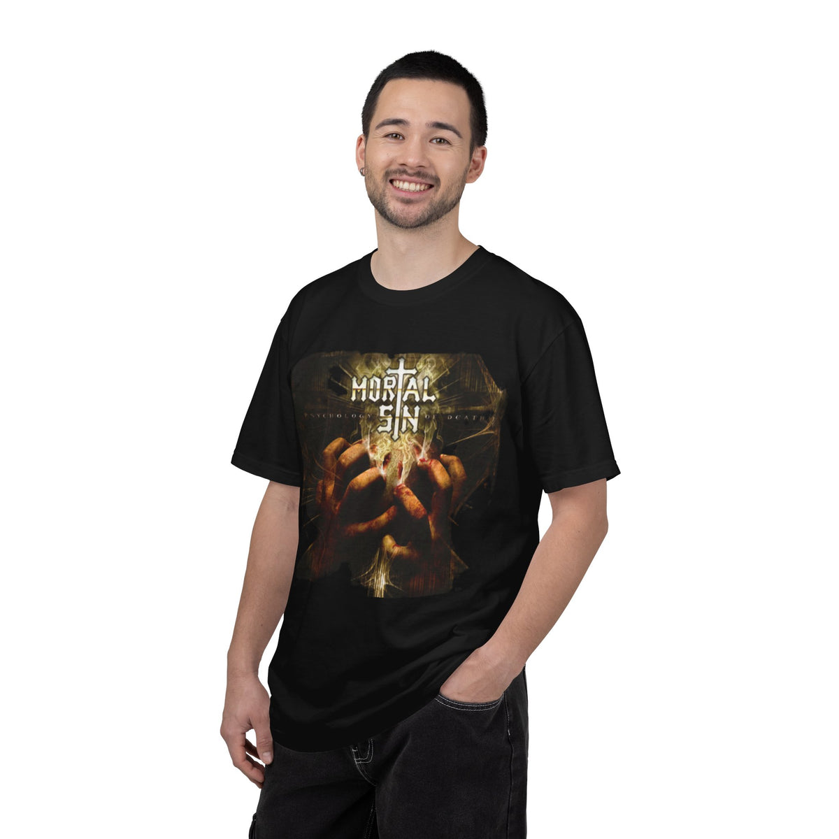 Camiseta con la portada del álbum Mortal Sin Psychology of Death | Arte de álbum de thrash metal de la vieja escuela australiano