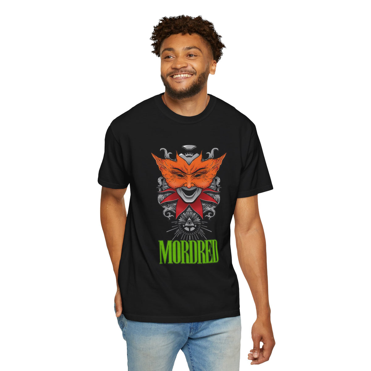 Camiseta de Thrash Metal de Mordred con máscara de zorro | Ilustración de banda de Thrash Metal de embaucador mítico