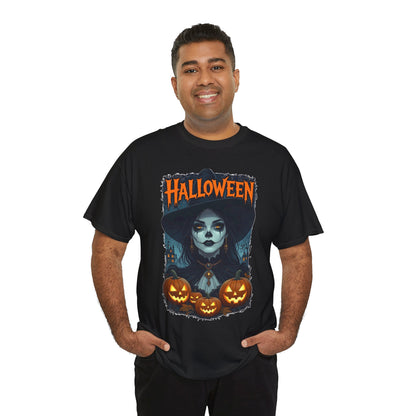 Camiseta de bruja con calabazas de Halloween | Camiseta de arte de calavera de Halloween