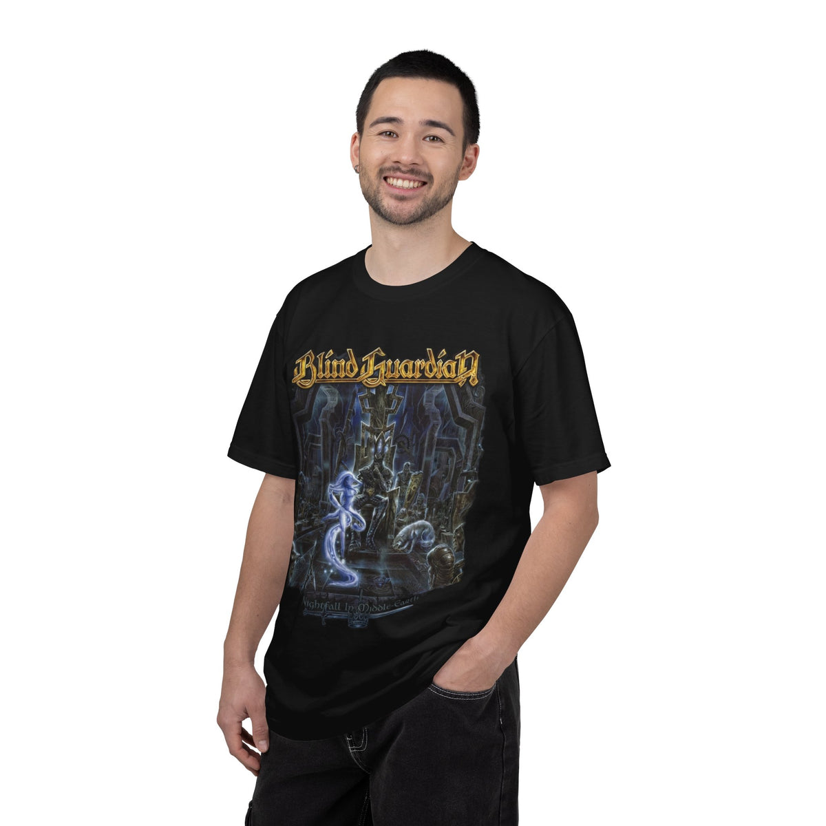 T-shirt avec pochette de l'album Nightfall In Middle-Earth de Blind Guardian | Illustration de métal fantastique