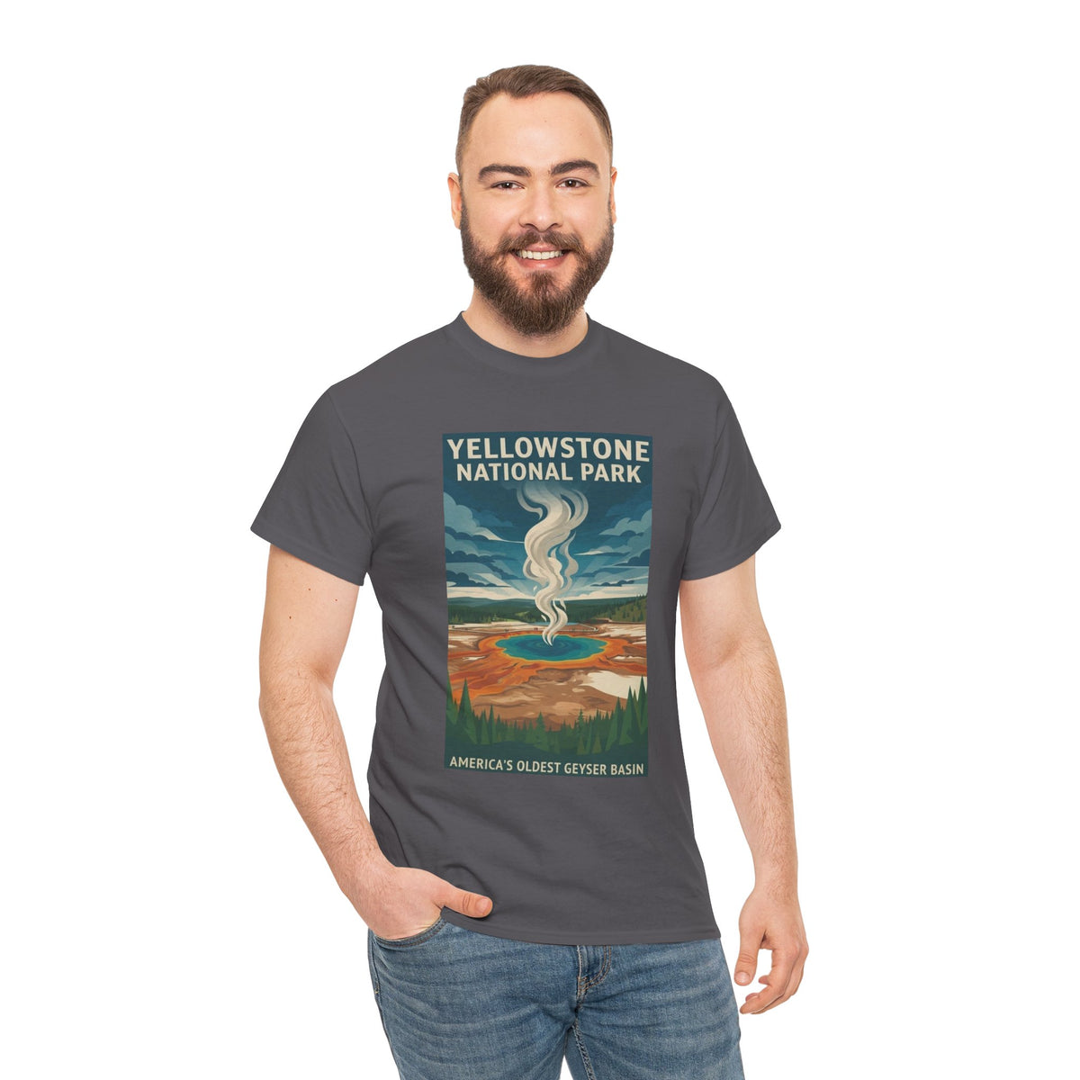 Camiseta con póster de géiser del Parque Nacional de Yellowstone | Camiseta de viaje a parques nacionales