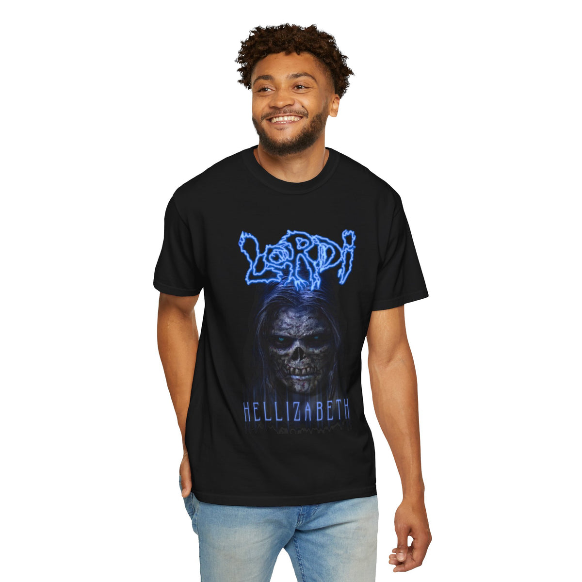 Lordi Hellizabeth skull horror tee | Blue Lordi logo T-Shirt