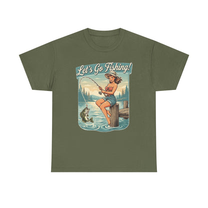 Let's Go Fishing Vintage Angler Graphic T-Shirt