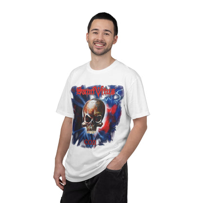 Saint Vitus Skull Graphic T-Shirt - Red Blue Gothic Artwork / Doom Metal Band Tee