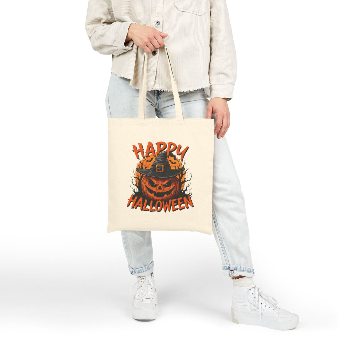 Happy Halloween Trick or Treat Cotton Canvas Tote Bag