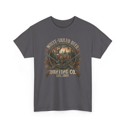 White-Tailed Deer Hunting Co T-Shirt | Deer Rifle Forest Vintage Badge