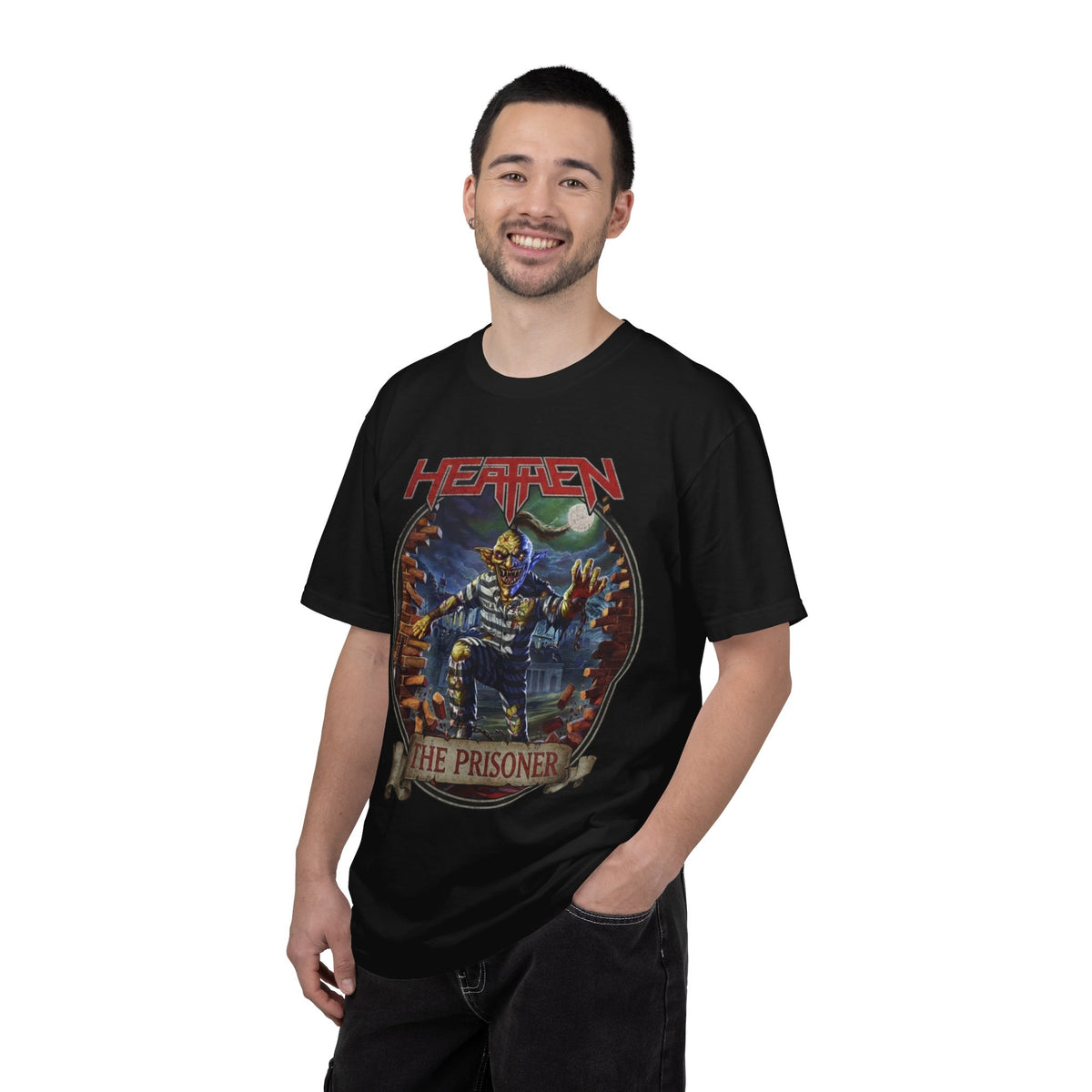 T-shirt avec pochette de l'album The Prisoner de Heathen | T-shirt graphique de groupe de Heavy Metal