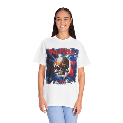 Saint Vitus Skull Graphic T-Shirt - Red Blue Gothic Artwork / Doom Metal Band Tee