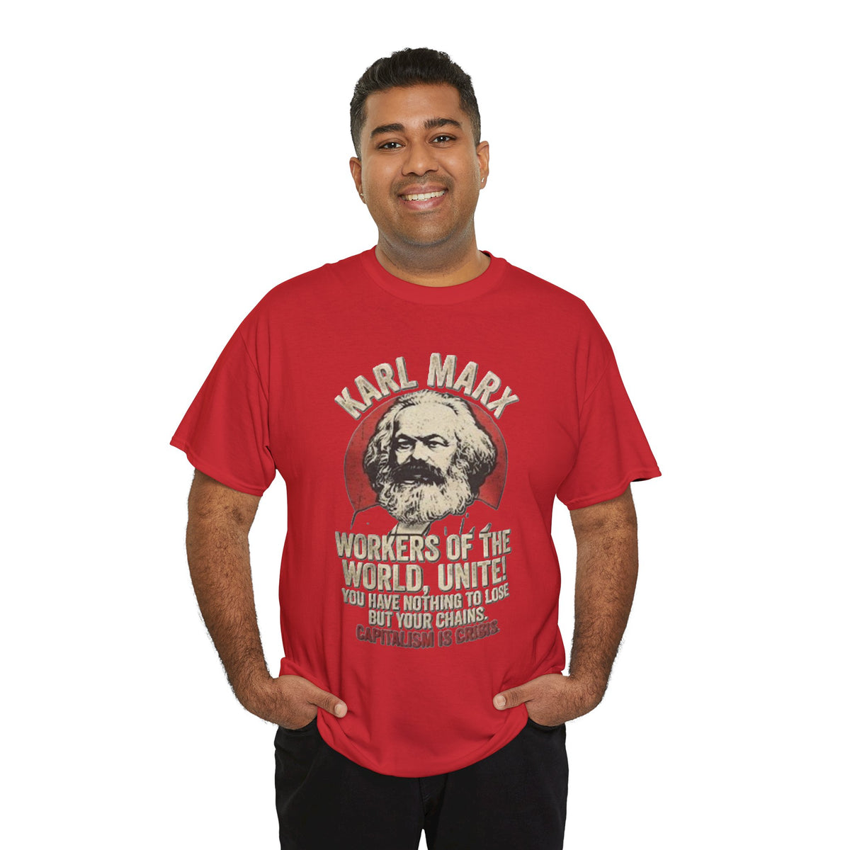 T-shirt avec portrait de Karl Marx et inscription « Prolétaires de tous les pays, unissez-vous » | T-shirt politique