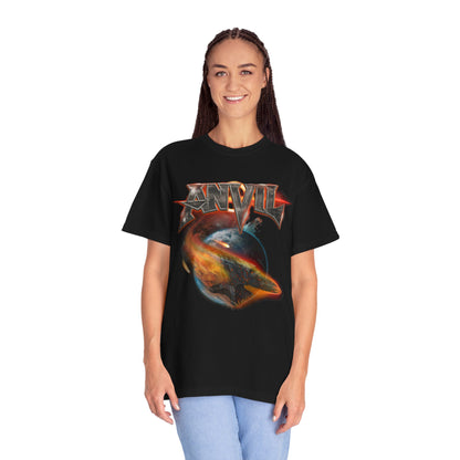 T-shirt avec logo du groupe Anvil | t-shirt heavy metal avec motif de planète en feu