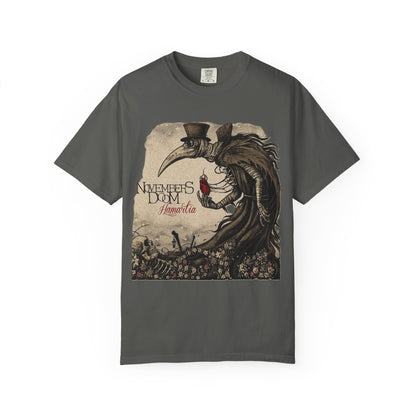 T-shirt du groupe de gothic doom metal Novembers Doom avec l'illustration médiévale de l'album Hamartia
