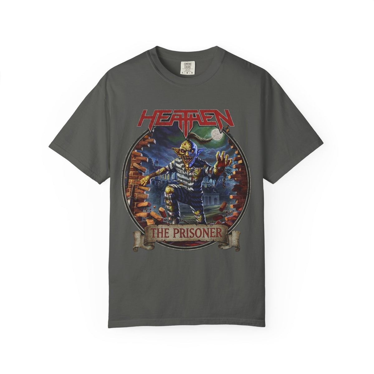 T-shirt avec pochette de l'album The Prisoner de Heathen | T-shirt graphique de groupe de Heavy Metal