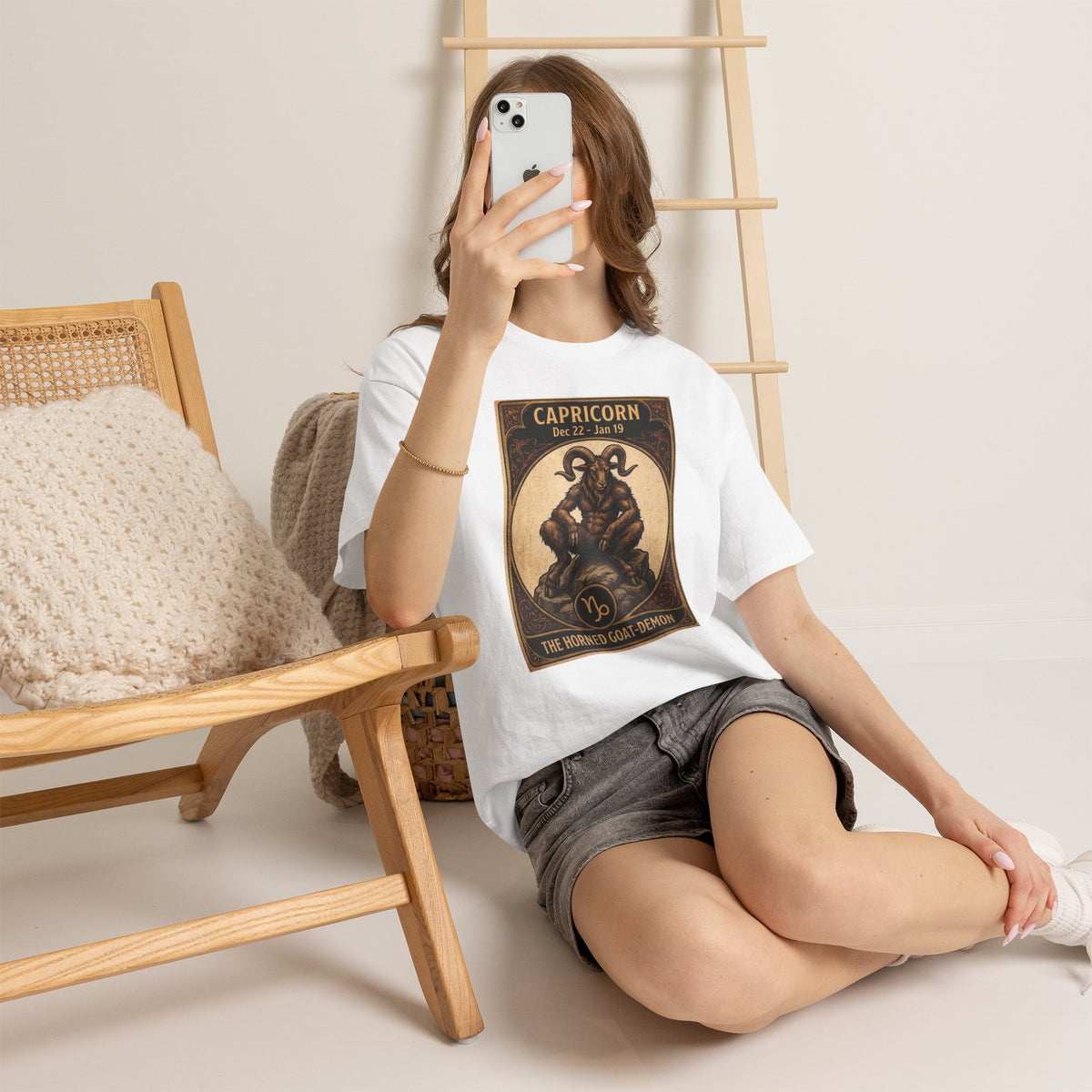 Capricorn Horned Goat Demon T-Shirt | Halloween Zodiac - Astrology Poster Design